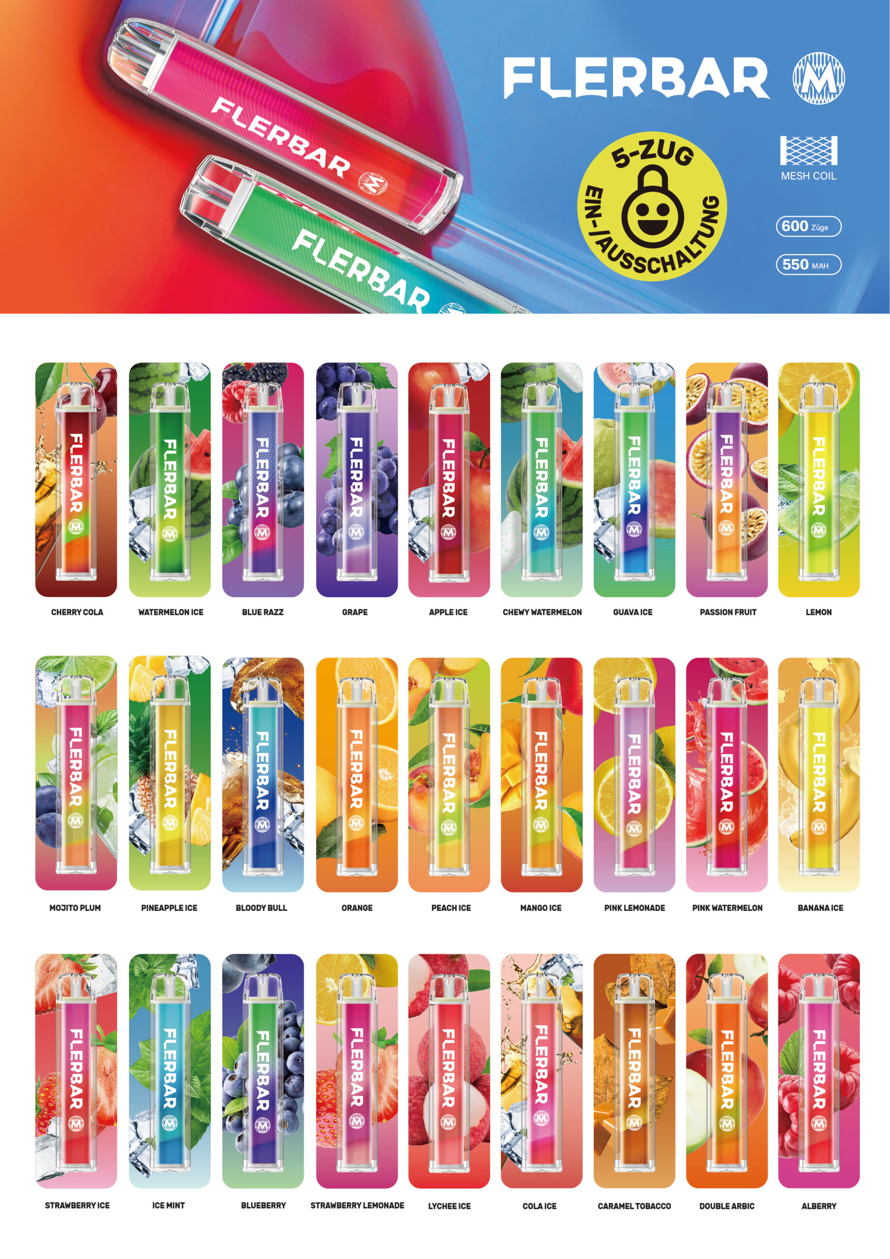 Flerbar M Disposable Vape flavors